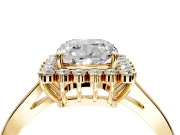 Starburst Halo Engagement Ring Setting for Cushion Cut Center with Flat Cathedral Band and Prong Head in Yellow Gold