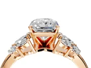 Leaf Cluster Engagement Ring Setting for Radiant Cut Center with Marquise Accents and Prong Head in Rose Gold