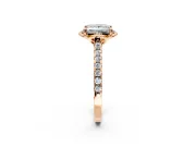 Floral Engagement Ring Setting for Princess Cut Center with Pave Band and Floral Prong Head in Rose Gold
