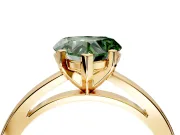 Solitaire Engagement Ring Setting for Fancy Green Heart-Shaped Center with Basket Rail and Prong Head in Yellow Gold