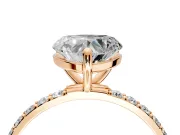 Solitaire Engagement Ring Setting for Heart-Shaped Center with Pave Accents and Prong Head in Rose Gold