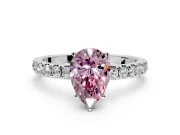 Open Basket Engagement Ring Setting for Fancy Pink Pear-Shaped Center with Pave Band and Prong Head in Platinum