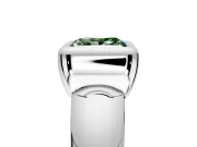 Solitaire Engagement Ring Setting for Fancy Green Princess Cut Center with Wide Band and Bezel Head in White Gold