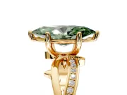 Solitaire Engagement Ring Setting for Fancy Green Marquise Center with Pave and Plain Crossover Band and Prong Head in Yellow Gold