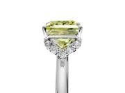 Hidden Halo Engagement Ring Setting for Fancy Yellow Princess Cut Center with Plain Rounded Band and Prong Head in Platinum
