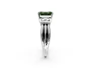Solitaire Engagement Ring Setting for Fancy Green Emerald Cut Center with Grooved Bar Accent Band and Prong Head in Platinum