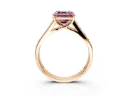 Solitaire Engagement Ring Setting for Fancy Pink Asscher Cut Center with Round Cut Channel Band and Prong Head in Rose Gold