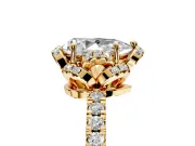Halo Engagement Ring Setting for Pear-Shaped Center with Openwork Halo, Pave Band and Prong Head in Yellow Gold