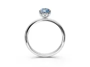 Hidden Halo Engagement Ring Setting for Fancy Blue Pear-Shaped Center with Thin Round-Wire Band and Prong Head in Platinum