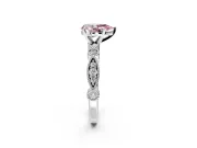 Solitaire Engagement Ring Setting for Fancy Pink Pear-Shaped Center with Milgrain Bezel Accents and Prong Head in Platinum