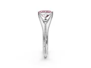 Solitaire Engagement Ring Setting for Fancy Pink Radiant Cut Center with Milgrain Cathedral Band and Prong Head in Platinum