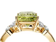 Solitaire Engagement Ring Setting for Fancy Yellow Princess Cut Center with Marquise Flower Shoulders and Prong Head in Yellow Gold