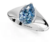 Tension Engagement Ring Setting for Fancy Blue Pear-Shaped Center with Wide Tapered Band and Tension Head in Platinum
