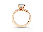 Solitaire Engagement Ring Setting for Asscher Cut Center with Marquise Accent Twist Band and Prong Head in Rose Gold