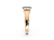 Solitaire Engagement Ring Setting for Fancy Blue Radiant Cut Center with Wide Band, Pave Collar and Prong Head in Rose Gold
