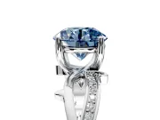Solitaire Engagement Ring Setting for Fancy Blue Round Cut Center with Pave and Plain Crossover Band and Prong Head in Platinum