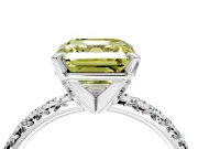 Solitaire Engagement Ring Setting for Fancy Yellow Asscher Cut Center with Large Accents and Prong Head in Platinum