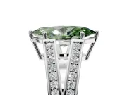 Split Shank Engagement Ring Setting for Fancy Green Marquise Center with Pave Split Shank and Prong Head in Sterling Silver