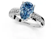Solitaire Engagement Ring Setting for Fancy Blue Pear-Shaped Center with Raised Channel Band and Prong Head in White Gold
