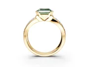 Bezel Engagement Ring Setting for Fancy Green Asscher Cut Center with Wide Channel-Set Band and Bezel Head in Yellow Gold