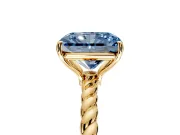 Solitaire Engagement Ring Setting for Fancy Blue Radiant Cut Center with Plain Twisted Rope Band and Prong Head in Yellow Gold