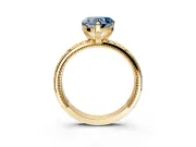 Solitaire Engagement Ring Setting for Fancy Blue Heart-Shaped Center with Scrollwork Band and Prong Head in Yellow Gold
