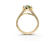 Solitaire Engagement Ring Setting for Fancy Green Marquise Center with Accented Split Shank and Prong Head in Yellow Gold