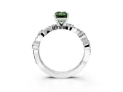 Solitaire Engagement Ring Setting for Fancy Green Emerald Cut Center with Bar-Station Pave Twist and Prong Head in Platinum