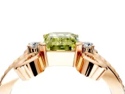 Solitaire Engagement Ring Setting for Fancy Yellow Emerald Cut Center with Twisted Band and Scroll Prong Head in Rose Gold