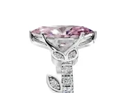 Leaf Motif Engagement Ring Setting for Fancy Pink Marquise Center with Pave Band and Prong Head in Platinum