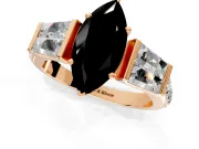 Channel-Set Engagement Ring Setting for Fancy Black Marquise Center with Baguette Band and Prong Head in Rose Gold