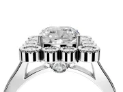 Cluster Halo Engagement Ring Setting for Cushion Cut Center with Milgrain Bezel Accents and Prong Head in Sterling Silver