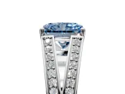 Split Shank Engagement Ring Setting for Fancy Blue Radiant Cut Center with Pave Split Shank and Prong Head in White Gold