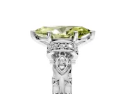 Solitaire Engagement Ring Setting for Fancy Yellow Marquise Center with Filigree Band and Prong Head in White Gold