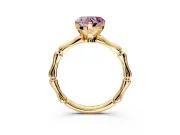 Solitaire Engagement Ring Setting for Fancy Pink Heart-Shaped Center with Bamboo Band and Prong Head in Yellow Gold