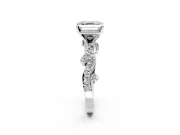 Solitaire Engagement Ring Setting for Asscher Cut Center with Bar-Station Pave Twist and Prong Head in Sterling Silver