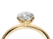 Low-Set Solitaire Engagement Ring Setting for Marquise Center with Thin Plain Band and Prong Head in Yellow Gold