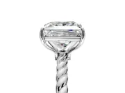 Solitaire Engagement Ring Setting for Princess Cut Center with Plain Twisted Rope Band and Prong Head in Sterling Silver