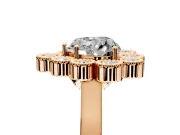 Cluster Halo Engagement Ring Setting for Heart-Shaped Center with Milgrain Bezel Accents and Prong Head in Rose Gold