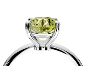 Minimalist Solitaire Engagement Ring Setting for Fancy Yellow Round Cut Center with Thin Band and Prong Head in Sterling Silver