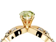 Solitaire Engagement Ring Setting for Fancy Yellow Pear-Shaped Center with Criss-Cross Accent Band and Prong Head in Yellow Gold