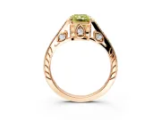 Cathedral Engagement Ring Setting for Fancy Yellow Radiant Cut Center with Antique-Style Pave Band and Prong Head in Rose Gold