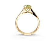 Solitaire Engagement Ring Setting for Fancy Yellow Oval Center with Cathedral Channel Band and Prong Head in Yellow Gold
