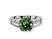 Solitaire Engagement Ring Setting for Fancy Green Cushion Cut Center with Crossover Accents and Prong Head in Platinum