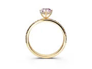 Hidden Halo Engagement Ring Setting for Fancy Pink Pear-Shaped Center with Pave Band and Prong Head in Yellow Gold