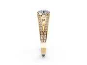 Split Shank Engagement Ring Setting for Round Cut Center with Pave Split Shank and Prong Head in Yellow Gold
