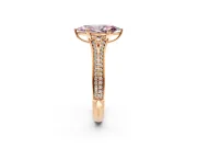 Solitaire Engagement Ring Setting for Fancy Pink Marquise Center with Pave Rail Split Shank and Prong Head in Rose Gold