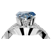 Halo Engagement Ring Setting for Fancy Blue Heart-Shaped Center with Pave Infinity Twist Band and Prong Head in White Gold