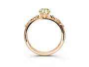 Cluster Engagement Ring Setting for Fancy Yellow Pear-Shaped Center with Round Cut Accent Band and Prong Head in Rose Gold