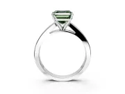 Solitaire Engagement Ring Setting for Fancy Green Asscher Cut Center with Princess Cut Channel Band and Prong Head in Sterling Silver